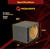 Subwoofer Box, QBASS, 15-Inch Single Vented Carpet