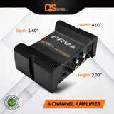 PRV Audio QS400.4 2 Ohm Mini Compact 4 Channel Car Audio Amplifier 4 x 100 Watts RMS at 2 Ohm - Stereo 12 Volts Amp Class D Full Range Bridgeable